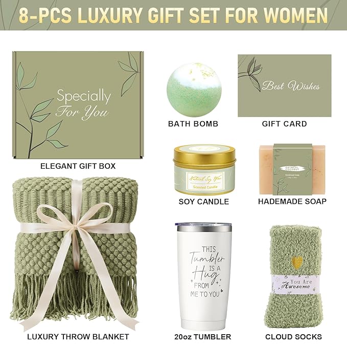 Self Care Gifts for Women, Get Well Soon Gift Baskets, Spa Care Package Thinking of You Relaxation Wellness Gift Set, Christmas Gifts for Mom Grandma Wife Friends Sister