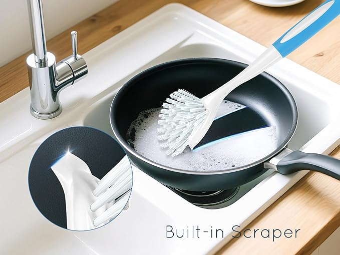 Dish Brush, Dish Scrubber & Kitchen Scrub Brush for Dishes, Pots, Pans, Sink, Cast Iron, Yellow Blue 20 Pack