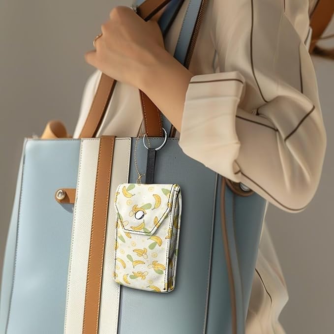 Pocket Tissue Holder Portable Travel Tissue Holder Snap Button Enclosed Reusable Canvas Purse Size Tissues Packs Banana