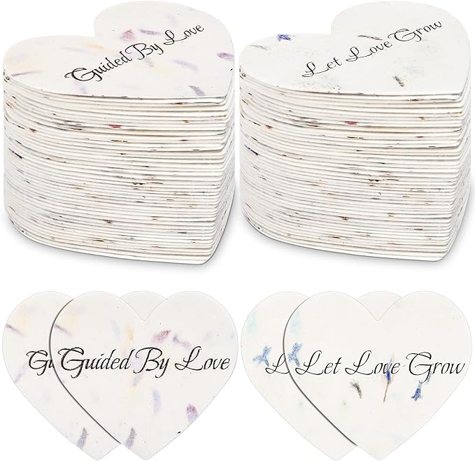 50 Pcs Funeral Memorial Seed Paper for Guests Plantable Wildflower Seeds Paper Recycled Sympathy Gifts for Loss of Father Mother Loved One Petals Tags for Guests, 2 Styles(Love)
