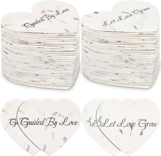 50 Pcs Funeral Memorial Seed Paper for Guests Plantable Wildflower Seeds Paper Recycled Sympathy Gifts for Loss of Father Mother Loved One Petals Tags for Guests, 2 Styles(Love)