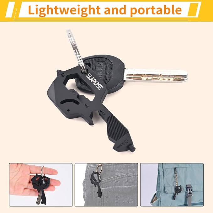 Men Keychain Multitool 2 Pack, 20 In 1 Key Shaped Pocket EDC Gadgets, Multi Tool with Drill Drive Screwdriver and Bottle Opener Keychain, Perfect Gifts for Men, Women, Dad and Outdoor, Black