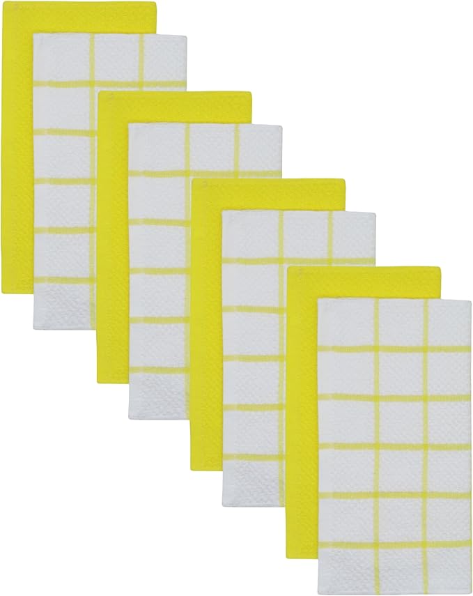 Cleaning Rags Cleaning Cloths for Cleaning House, Cotton Dish Cloths Dish Rags for Washing Dishes, Set of 8, Light and Soft Terry Kitchen Washcloths Kitchen Rags,12 Inch x 12 Inch (Yellow Set)