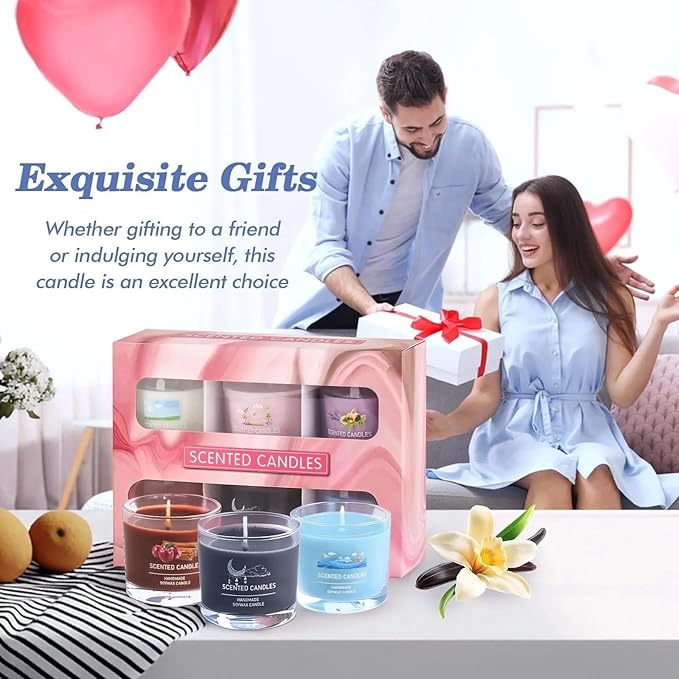 Scented Soy Candle Gift Set, 100% Natural Soy Wax, Eco-Friendly, Hand-Poured, Relaxing Scented Candles for Home, Spa, Gifts(Pink + Purple + White + Orange + Blue + Black, 14 oz)