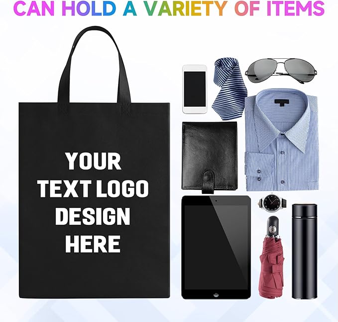Custom Tote Bags with Your Logo, Personalized Reusable Shopping Bags for Shopping Business