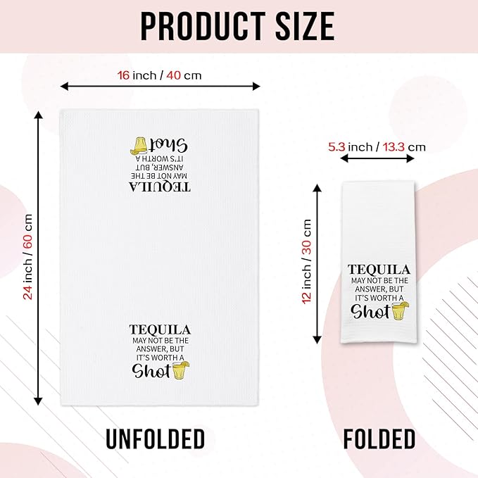 Funny Tequila Kitchen Towels, Tequila May Not Be The Answer But It's Worth A Shot Dishcloths, Bar Decor Towels for Bartenders, Housewarming Gifts for Women Friend Bartenders Cocktail Lovers