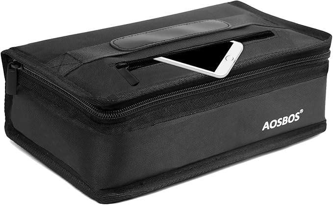 Aosbos Small Insulated Lunch Bag - Compact Lunch Box for Portion Control, Work & Office, Black
