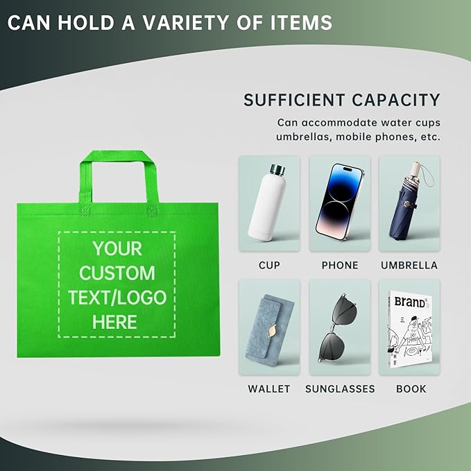 Custom Tote Bags Set of 50, Bulk Pack Grocery Shopping Travel Business Activities advertisement Reusable Bag
