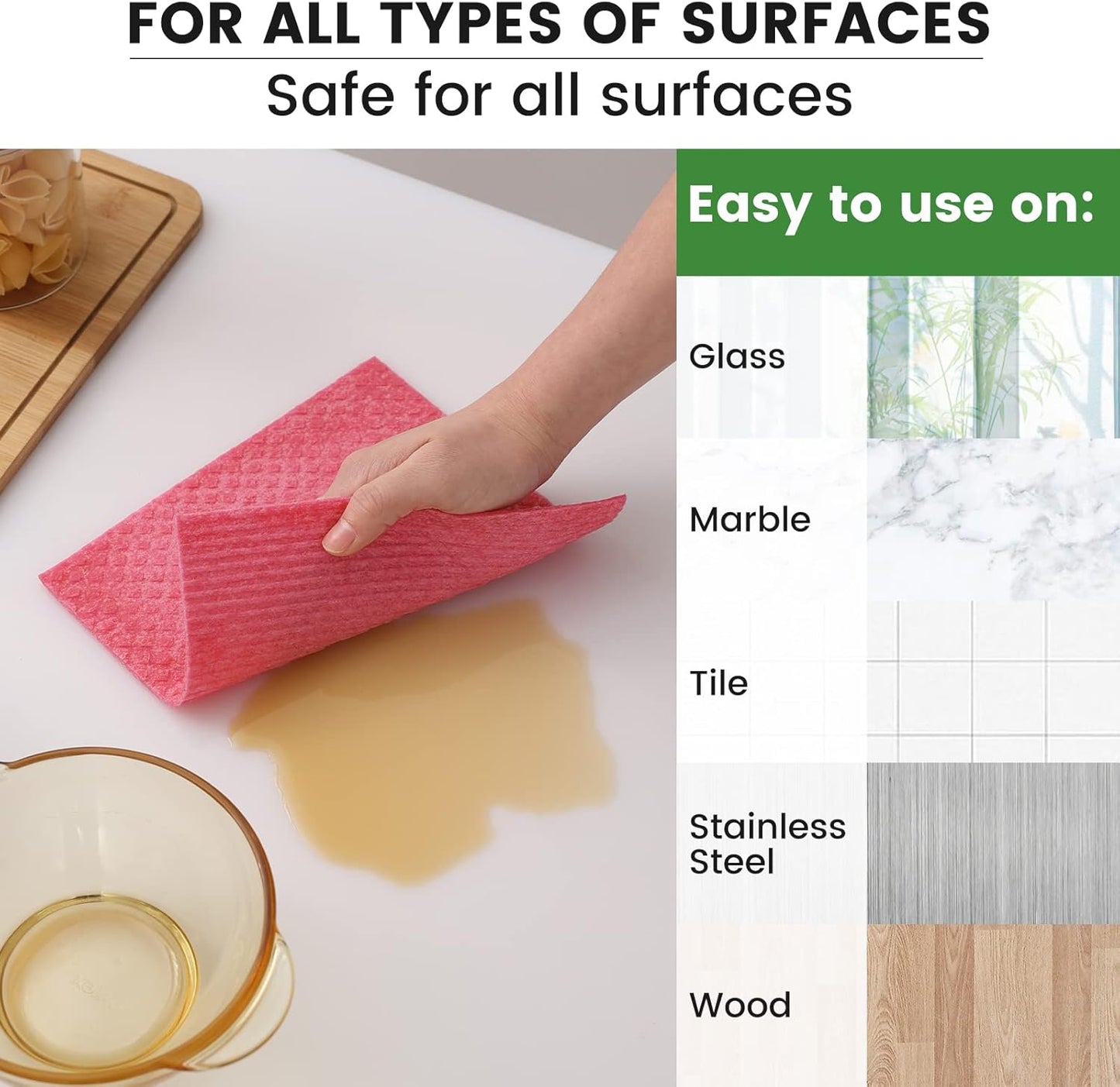 Homaxy Swedish Dishcloths for Kitchen, 10 Pack Reusable and Washable Cellulose Sponge Cloths Dish Towels, Absorbent and No Odor Paper Towels for Dishes ＆ Counters, Assorted