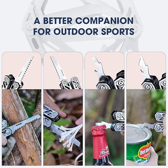 Christmas Gifts for Men Him Dad, BIBURY Multitool with Pocket Knife, 21-in-1 Stainless Steel Pliers with Screwdriver, Safety Locking Multi tools with EDC Knife for Survival, Camping, Fishing, Repair