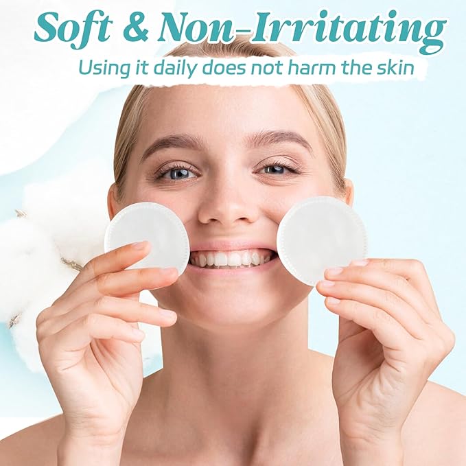 Premium Cotton Rounds, 100 Count (Pack of 2) Cotton Pads for Face, 100% Cotton Makeup Remover Pads, Soft & Non-Irritating for Most Skin Types