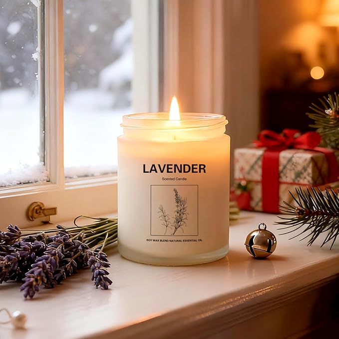 6 Pack Large 9 oz Natural Soy Wax Scented Candles- Lavender, Cactus Flower, Soft Floral & Fresh Wood- Long Lasting Aromatherapy Candle Gift Set for Home Relaxation, Christmas & Holiday Gifts for Women