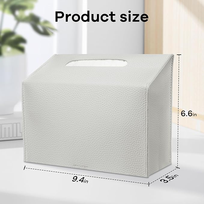 Tissue Box Cover Holder Compatible with Kleenex Disposable Paper Hand Towels, Leather Paper Towel Dispenser for Tabletop, Bathroom, Car, Office (Cream-1 Pack)