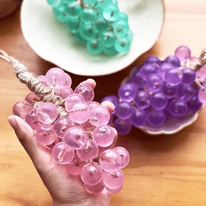 Crystal Grape Soap, Personalized Original Handmade Crystal Grape Soap for Gentle Cleansing, Decorative Grapes Cluster Gift Set for Bath (1, Rose scent)