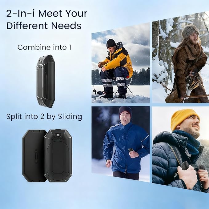 Hand Warmers Rechargeable 2-Pack, 3-Second Fast Heating & UL Certified for Safety, Portable Pocket Warmers for Outdoor Activities (Hunting, Golf, Camping), Stocking Stuffers, Gifts for Christmas