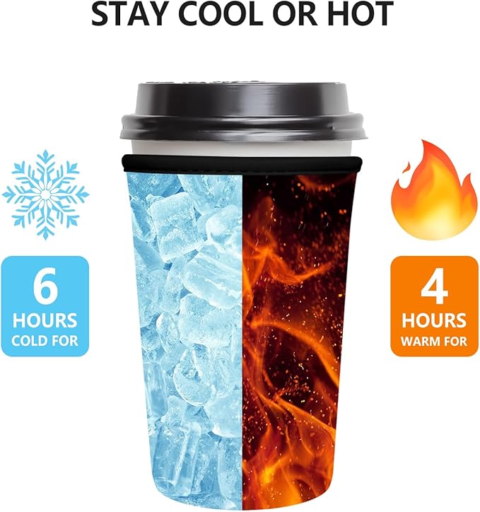 3 Pack Iced Coffee Sleeve, Reusable Insulated Neoprene Cup Sleeve for Cold & Hot Drinks Beverages, Cup Holder for 16-32oz Coffee Cups, Colorful Leaves