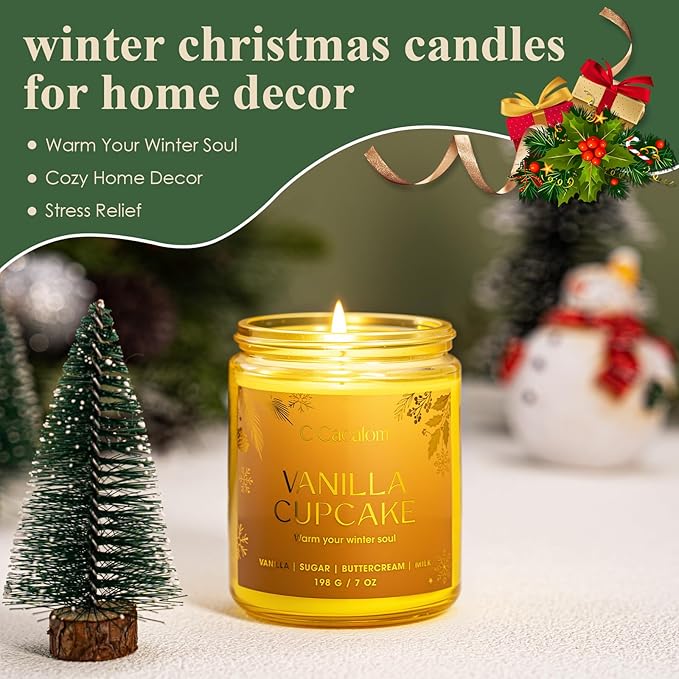 4Pack/28oz Christmas Soy Candle Gift Set, Non-Toxic Holiday Candles, Aromatherapy Scented Candles for Holiday Gifts, Vinilla/Lavender/Baslam/Cookies Jar Candle, Winter Candle Set for Women Men