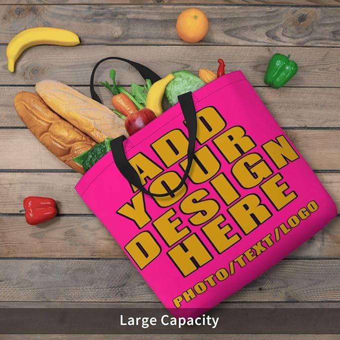 Custom Large Black Tote Bag With Pocket Extra Large Reusable Grocery Bags