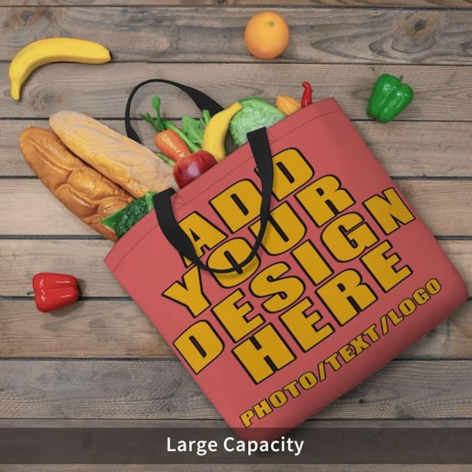 Custom Large Black Tote Bag With Pocket Extra Large Reusable Grocery Bags