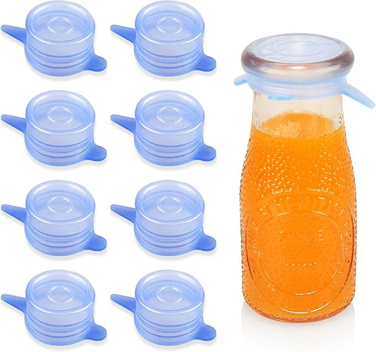 Extra Small Silicone Stretch Lids 1.6 Inch Reusable Silicone Jar Cover to Fit 1.6 Inch to 1.9 Inch Blue 8 pack