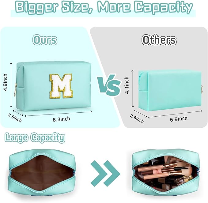 TOPEAST Gifts for Friends Female Mom, Cute Makeup Bag Small Pink Cosmetic Bag Travel Toiletry Bag, Personalized Birthday Gift for Women Girl, Preppy Travel Stuff for Girls (Blue C)