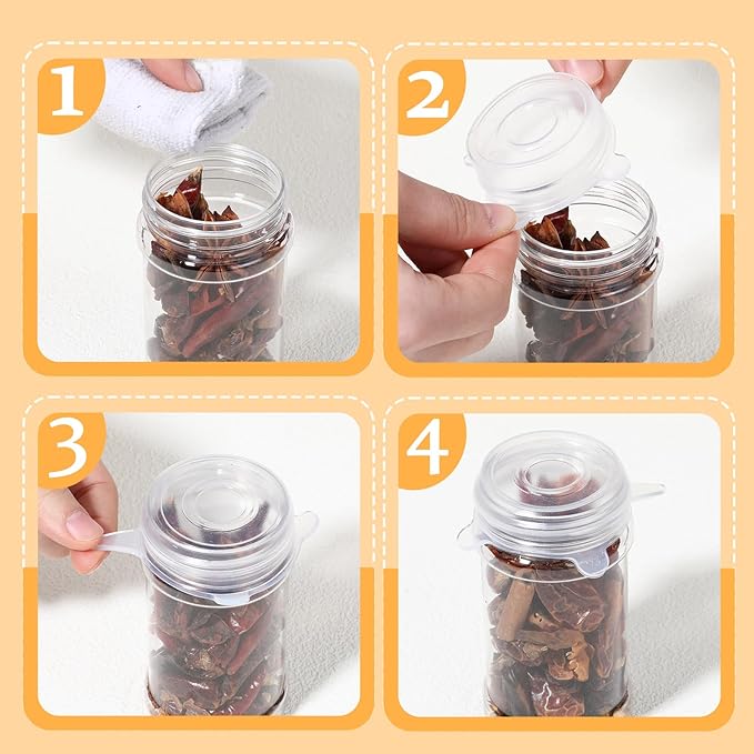 8 Pcs Thicker Container Jar Cover Silicone Stretch Lids Reusable Expandable Sealed Fresh Food Storage Covers for Small Yogurt Jars Milk Beer Bottles Cans