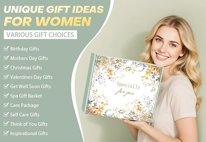 Self Care Gifts for Women Spa Gift Basket Birthday Gifts for Women, Get Well Soon Gift Baskets Thinking of You Relaxation Stress Relief Care Package, Christmas Gifts for Mom Friend Sister(Sage Green)