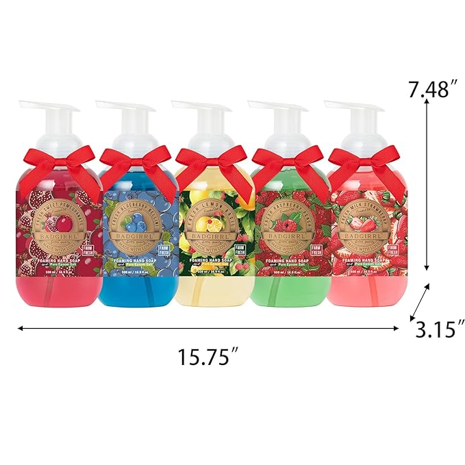 Gift Set for Christmas, 16.9 Fl Oz Each (Pack of 5),Birthday Gift Foaming Hand Soap with Epsom Salt Deep Moisture Gift Set with Shea Butter & Essential Oil Collection Skin Cleanser with Moisturizing
