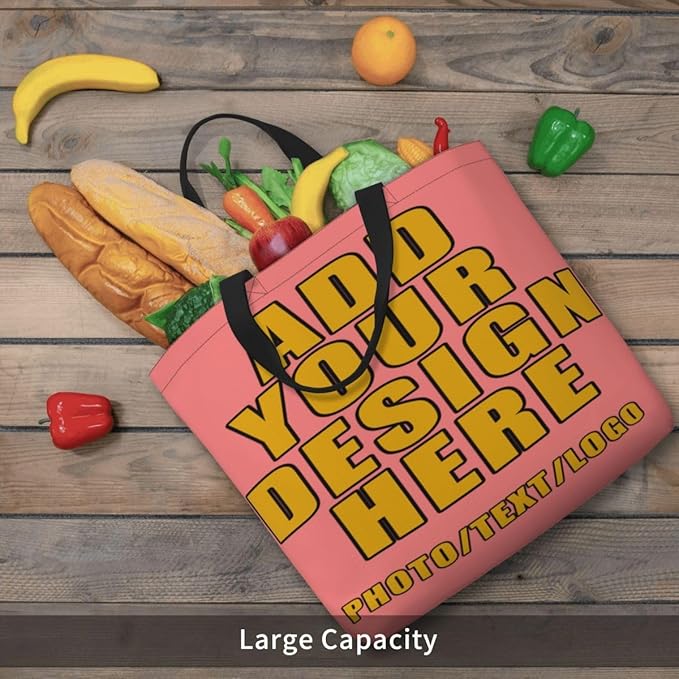 Custom Large Black Tote Bag With Pocket Extra Large Reusable Grocery Bags