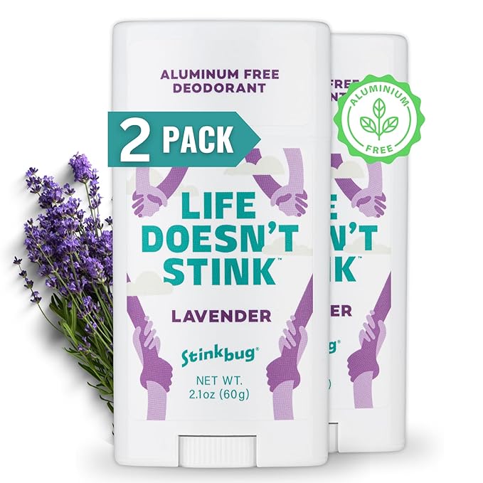 Stinkbug Naturals Organic Aluminum Free Deodorant Stick with Lavender, Coconut Oil and Essential Oils, Paraben Free, Sensitive Skin Deodorant, 2.1 Ounces Pack of 2