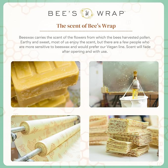 Bee's Wrap Beeswax Wraps for Food - Cut to Size Wax Paper Roll - Made in USA Reusable Waxed Paper & Bowl Covers - Organic & Eco-Friendly Alternative to Aluminum Foil & Plastic Wrap, Seasons Greetings