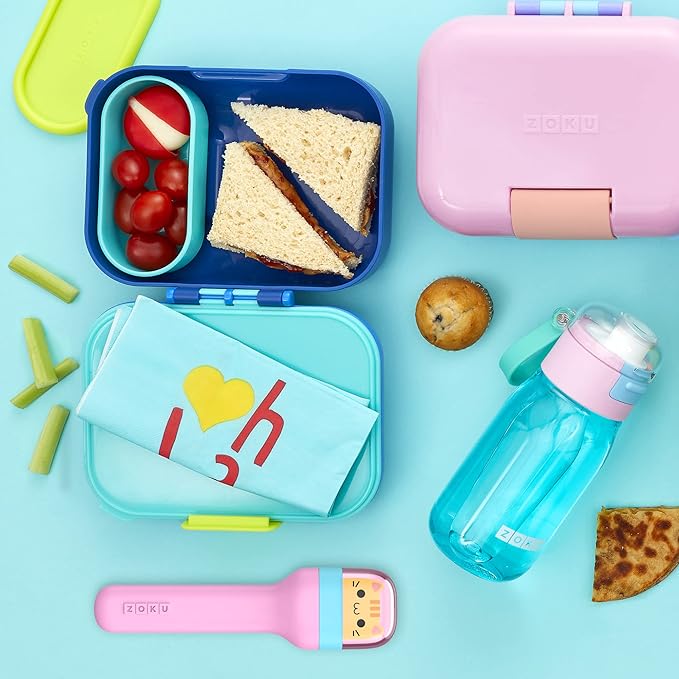 ZOKU Kids Pocket Utensil Set, Kitty - Stainless Steel Fork, Knife, and Spoon in Case - Portable Design for Travel, School, Picnics, Camping and Outdoor Home Use