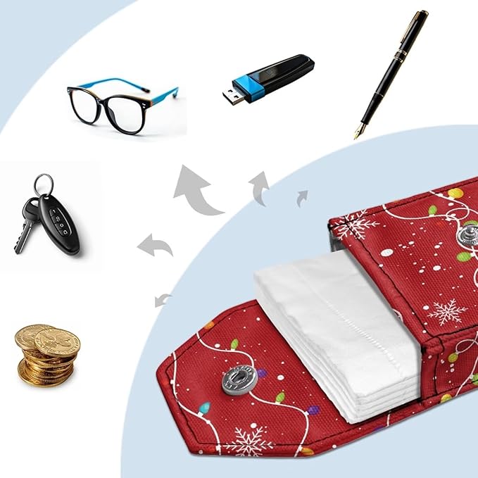 Portable Tissues Bag Paper Holder Snowman Lightweight Reusable Purse Tissue Holder for Travel Office Daily