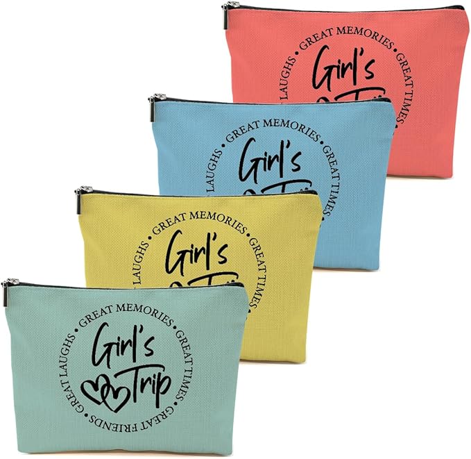 4 Pcs Girls Trip Favors - Girls Weekend Gifts, Bestie Gifts for Women - Graduation Wedding Toiletry Bag