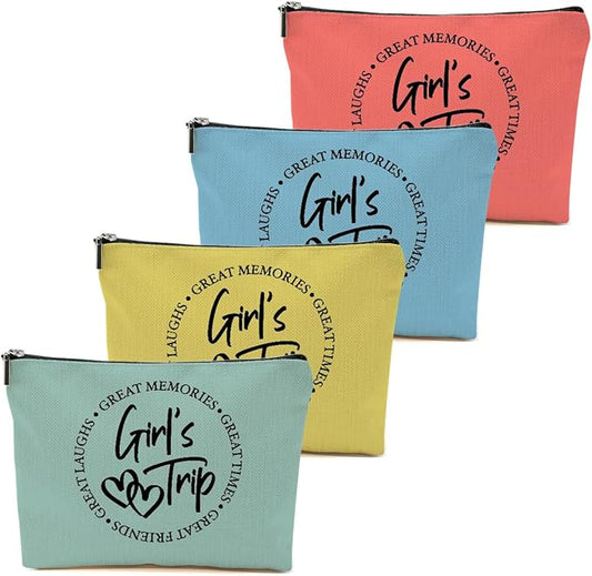 4 Pcs Girls Trip Favors - Girls Weekend Gifts, Bestie Gifts for Women - Graduation Wedding Toiletry Bag