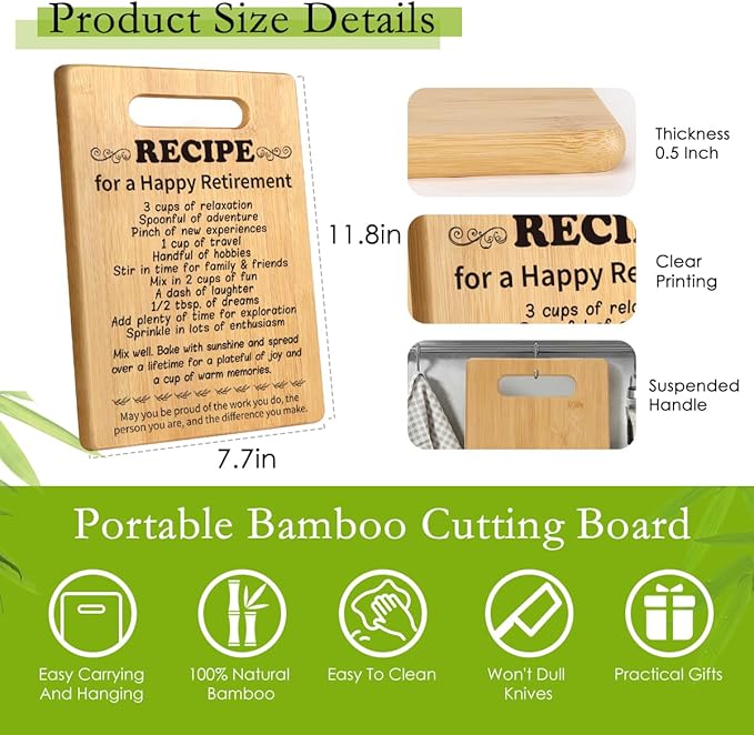 Best Retirement Gifts for Woman Men 2025, Coworker Leaving Gifts Going Away Gifts Farewell Gifts Goodbye Gifts for Coworker Friends Retired Teacher Leader Nurses, Happy Retirements Cutting Board