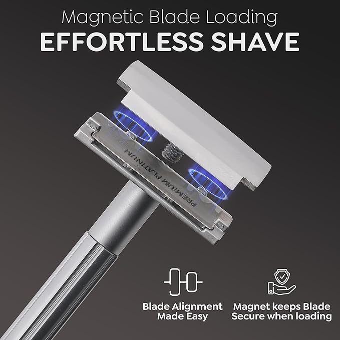 Parker Safety Razor, The SOLOEDGE – Single Edge Razor with Magnetic Head & 100 Platinum SE Blades – Precision Shaving, Reusable & Plastic-Free Razor for Men & Women