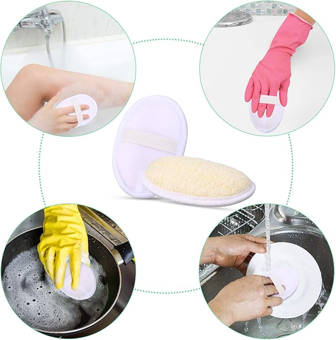 18 Packs Exfoliating Loofah Sponge Pads Facial Body Bath Shower Loofah Sponge Pad Natural Exfoliating Scrubber Brush for Men Women