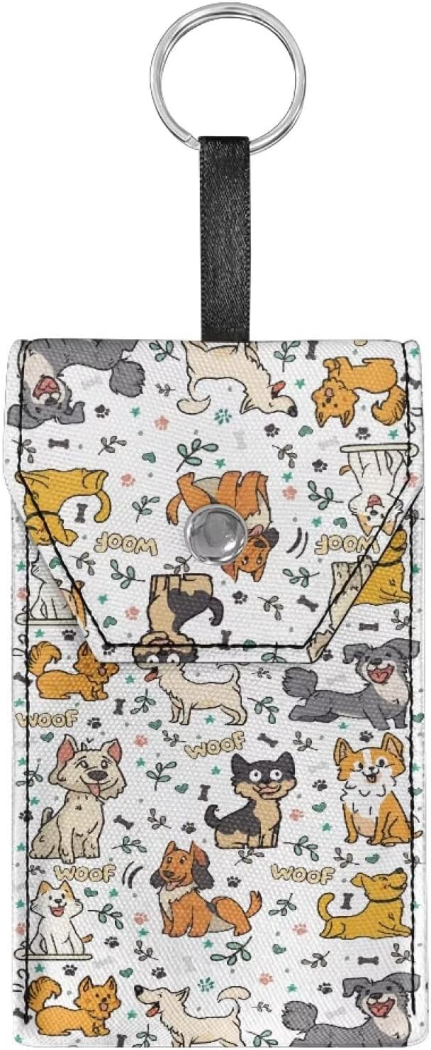 Purse Tissue Packs Tissue Holder with Hanging Rope Portable Pocket Tissue Holder Snap Button Enclosed Travel Tissue Packs for Coins Keys Cute Dog