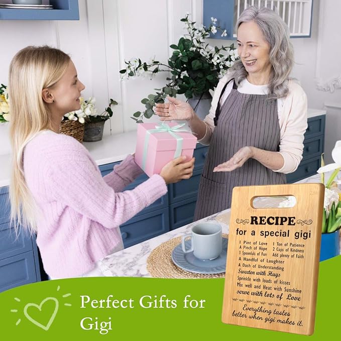 Gigi Gifts for Grandma Birthday, Gifts for Gigi Grandma Christmas, Best Grandma Gifts from Grandchildren Grandkids, First Time Grandma Gifts, Recipe for A Special Gigi Cutting Board Gift