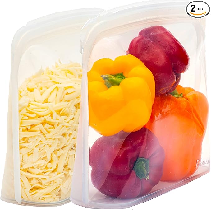 Elkanah Extra Large 116fl oz Silicone Bags Reusable Freezer Bags Silicone Gallon Bag Food Storage Bag Oven Bags Sous Vide, Microwave, Oven & Dishwasher safe