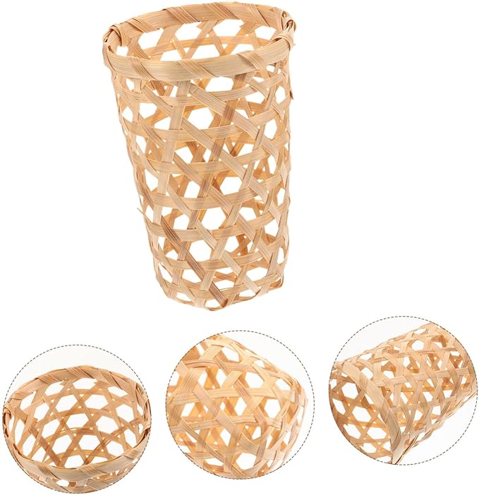 4Pcs Natural Woven Household Storage Baskets Sundries Organizer for Fruits Snacks Flowers Decorative and Practical Home Storage