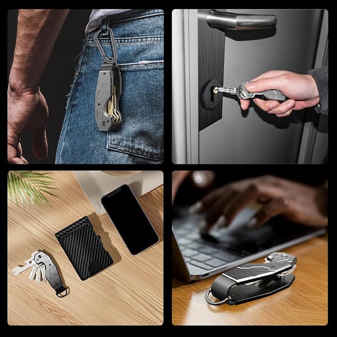 Compact Metal Aluminum Key Organizer, Minimalist Innovative Keyholder-Car Key Chain, Smart KeyChains Key Case up to 6 Keys