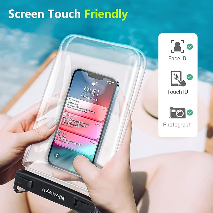 Niveaya [Up to 10.5"]Waterproof Phone Pouch - 2 Pack, Waterproof Phone Lanyard Case with iPhone 16/15/14/13/12 Pro Max up to 9.5", Phone Dry Bags for Vacation Beach Pool Kayak Cruise Travel Essentials