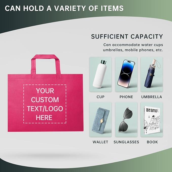 Custom Tote Bags Set of 50, Bulk Pack Grocery Shopping Travel Business Activities advertisement Reusable Bag