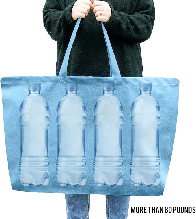 Large Canvas Tote Bag-Extra Big Shopping Beach Totes Bags Reusable Largest Grocery Plain Solid Bag 28"x8"x16"