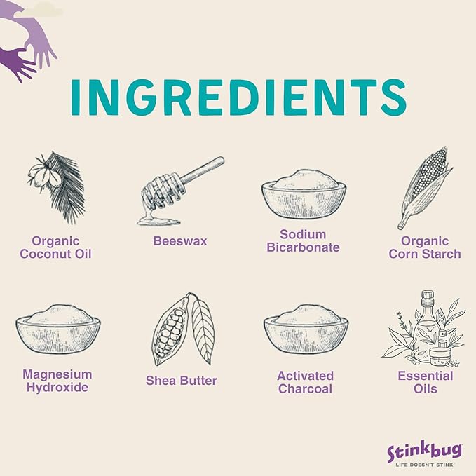 Stinkbug Naturals Organic Aluminum Free Deodorant Stick with Patchouli, Coconut Oil and Essential Oils, Paraben Free, Sensitive Skin Deodorant, 2.1 Ounces Pack of 3