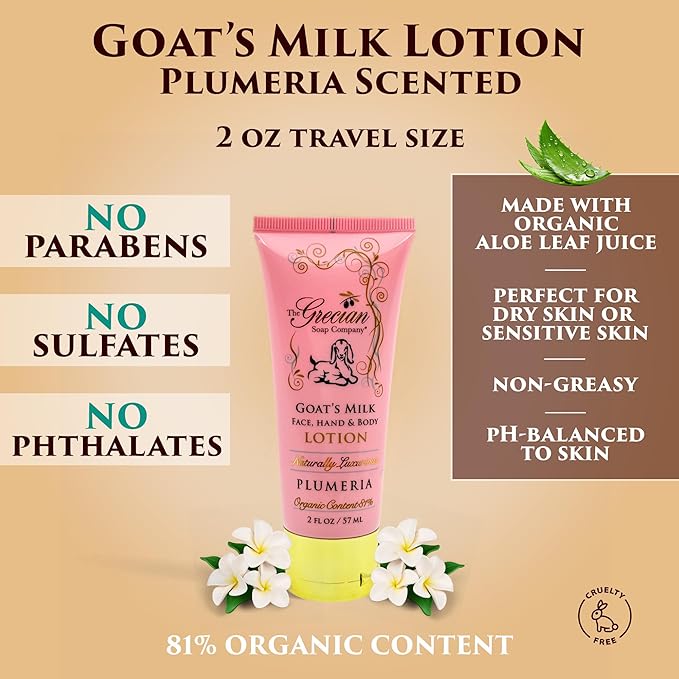 The Grecian Soap Company Deluxe Bathtub Gift Set – 6pcs Goat Milk & Olive Oil Skin Care Set, Spa Gifts, Bridal Shower Gifts Gifts for Mom, Birthday Gifts, Plumeria Scent, Handmade in the USA