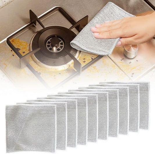Multipurpose Wire Dish Rags, Premium Scrubbing Non-Scratch Wire Dishcloths for Dishes, Sinks (10)