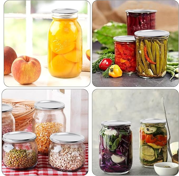 48PCS Mason Jar Lids for Wide and Regular Mouth Jars, No Date Reminder, Compatible with Electric Vacuum Sealers, Vacuum Seal Mason Jar Lids Only